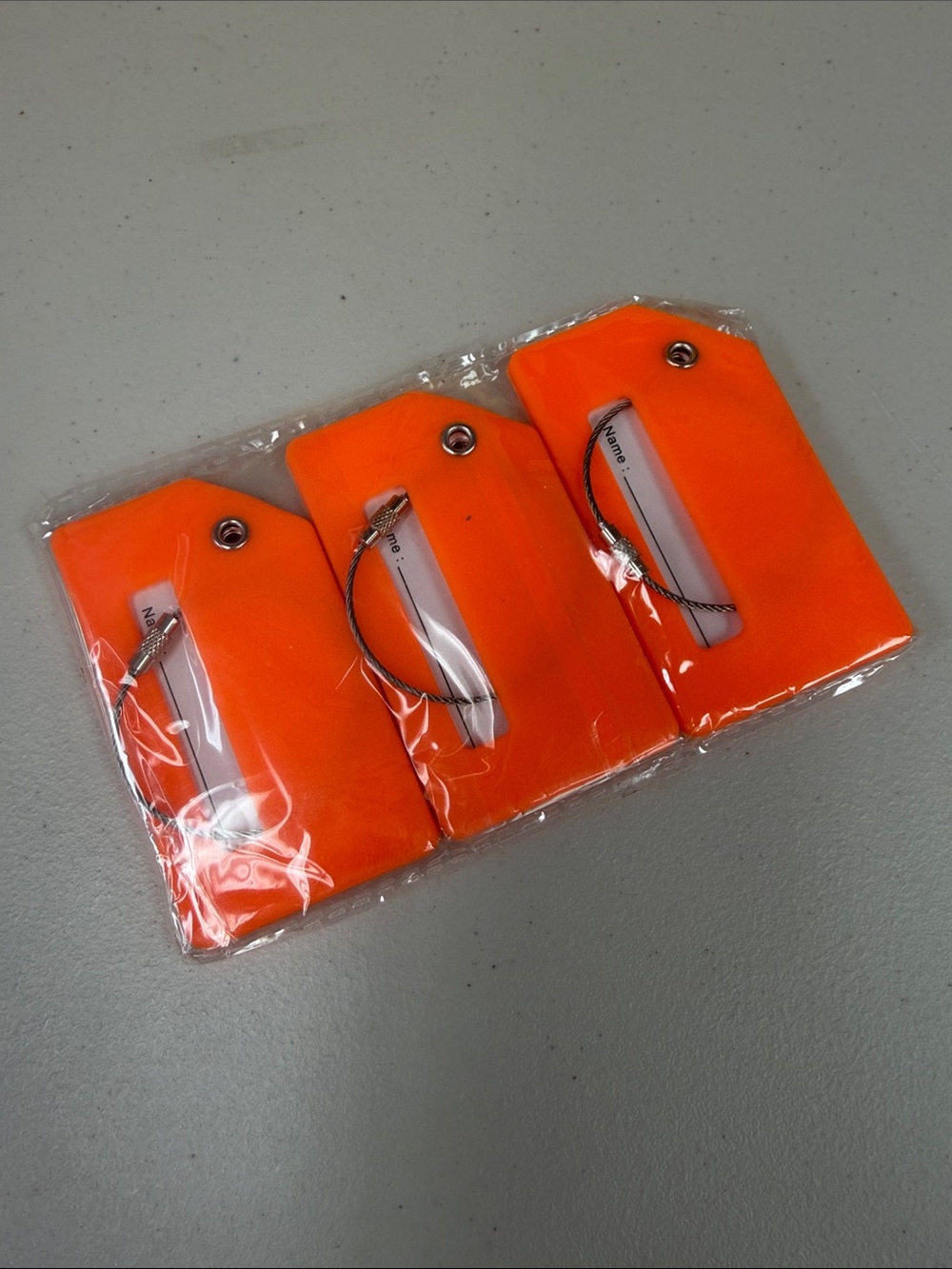 Orange Silicone Luggage Tags with ID Window - Pack of 3 all new super bright